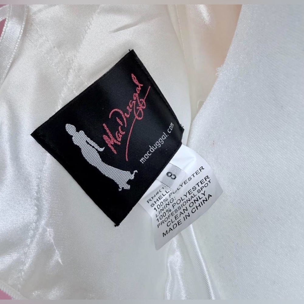 Mac Duggal White Strapless Dress with Silver Embellishments - Picture 7 of 9